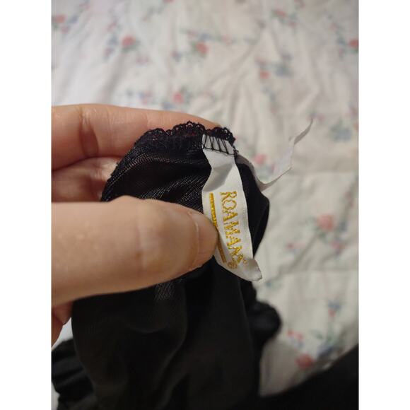 VTG Roaman's Black Cami L Whimsigoth Dark Romantic Sheer Dark Fairy Grunge - Picture 4 of 6